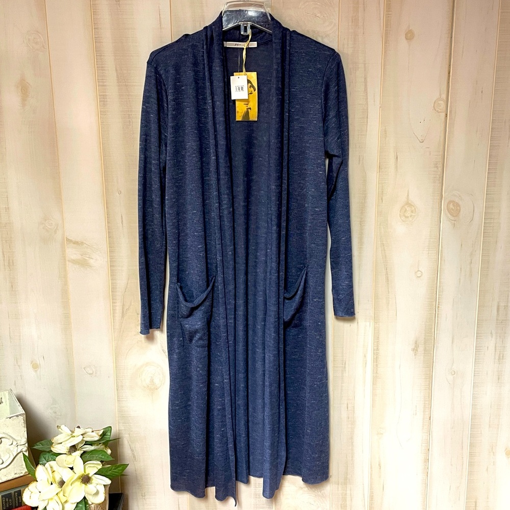 NWT Nordstrom Gibson Navy Duster Long Line Cardigan Sz M